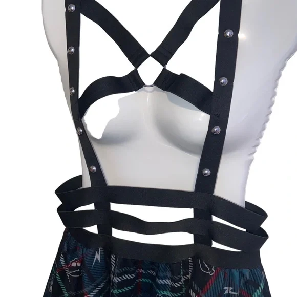 Monster High Frankie Stein Her Universe Dress Medium Skulls Goth Suspenders Cage - Picture 3 of 11